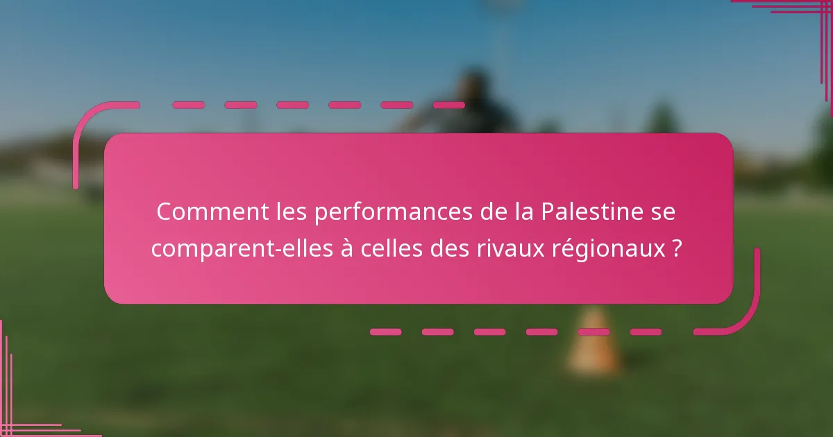 Comment les performances de la Palestine se comparent-elles à celles des rivaux régionaux ?