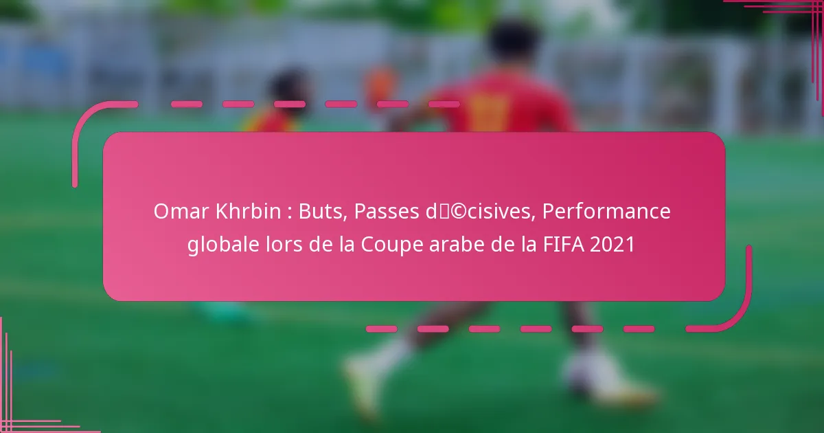 Omar Khrbin : Buts, Passes décisives, Performance globale lors de la Coupe arabe de la FIFA 2021
