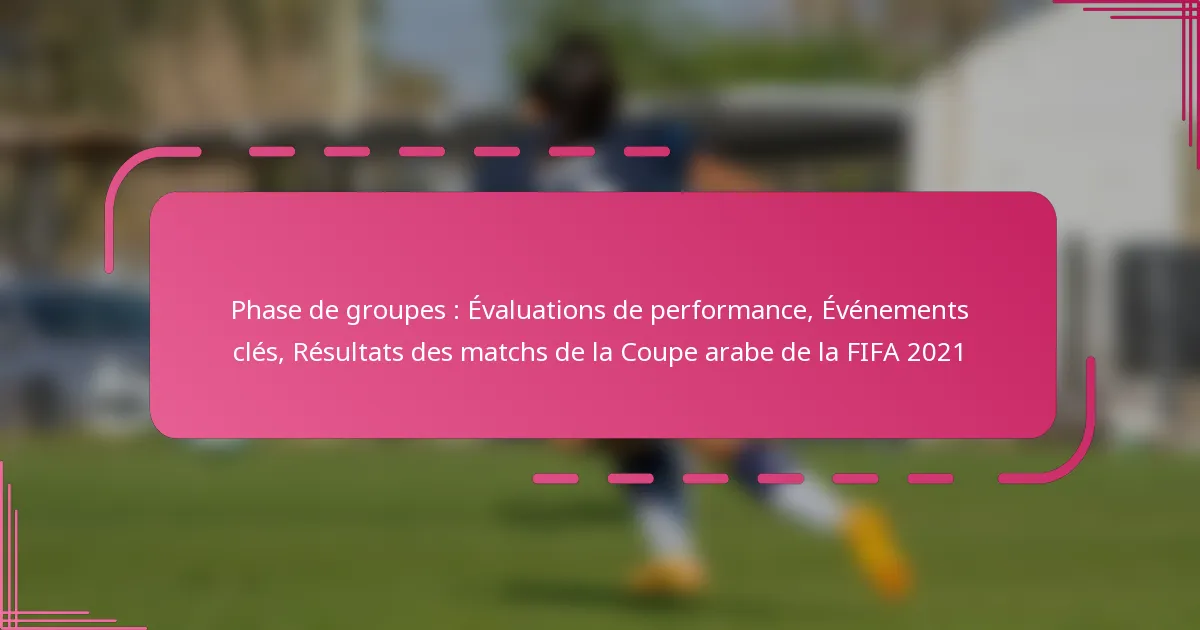 Phase de groupes : Évaluations de performance, Événements clés, Résultats des matchs de la Coupe arabe de la FIFA 2021