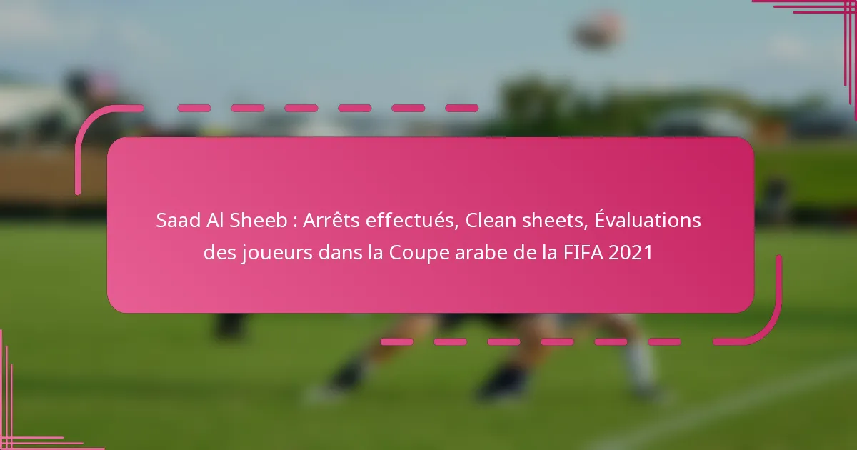 Saad Al Sheeb : Arrêts effectués, Clean sheets, Évaluations des joueurs dans la Coupe arabe de la FIFA 2021
