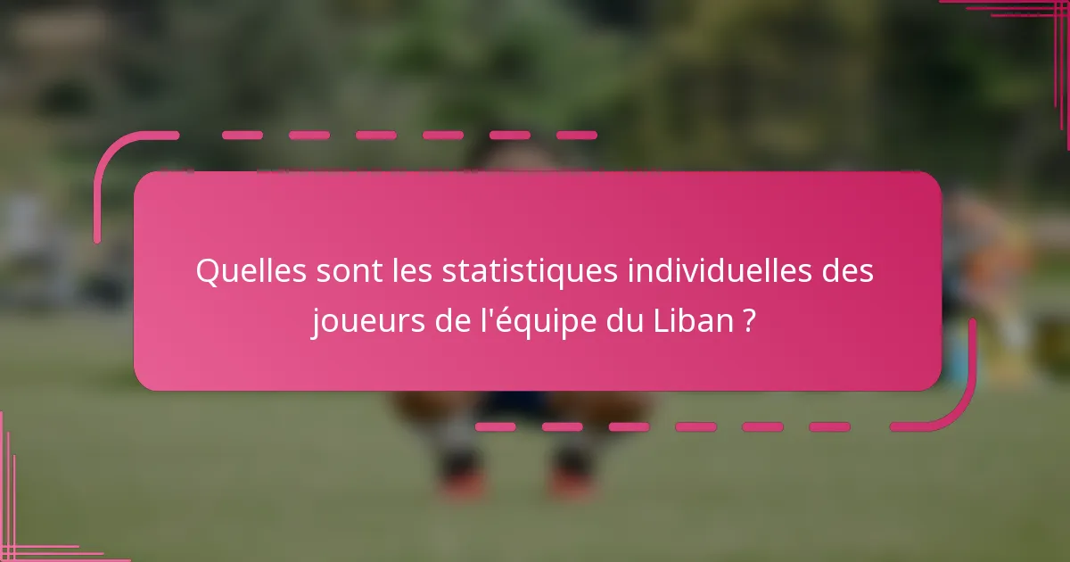 Quelles sont les statistiques individuelles des joueurs de l'équipe du Liban ?